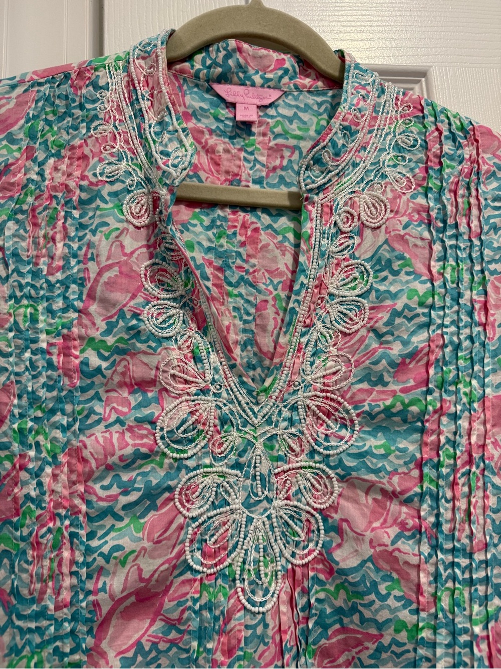 Lilly Pulitzer Pink & Teal Printed Swim Coverup Tunic - Picture 2 of 3